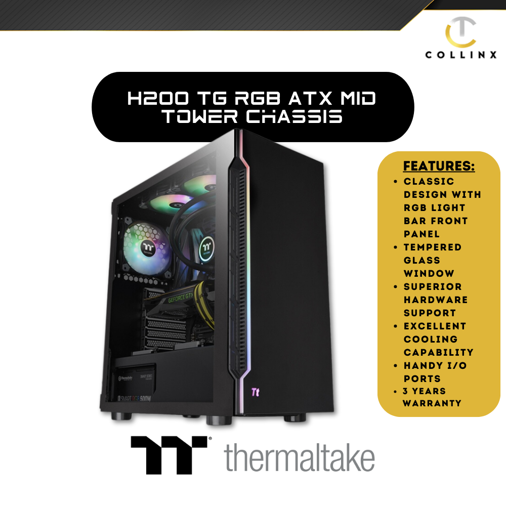 Thermaltake H200 TG RGB ATX Mid Tower Chassis