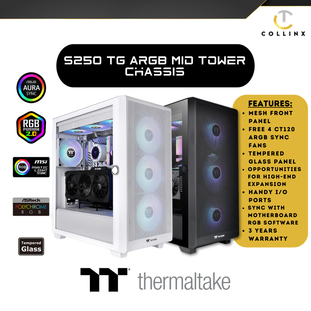 Thermaltake S250 TG ARGB Mid Tower Chassis