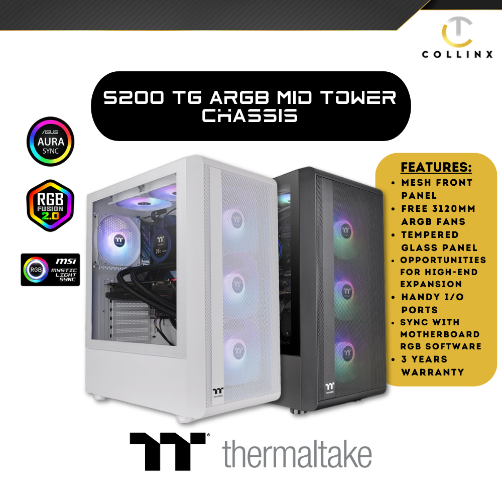 Thermaltake S200 TG ARGB Black Mid Tower Chassis