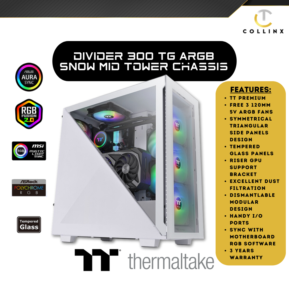 Thermaltake Divider 300 TG ARGB Mid Tower Chassis - Image 3