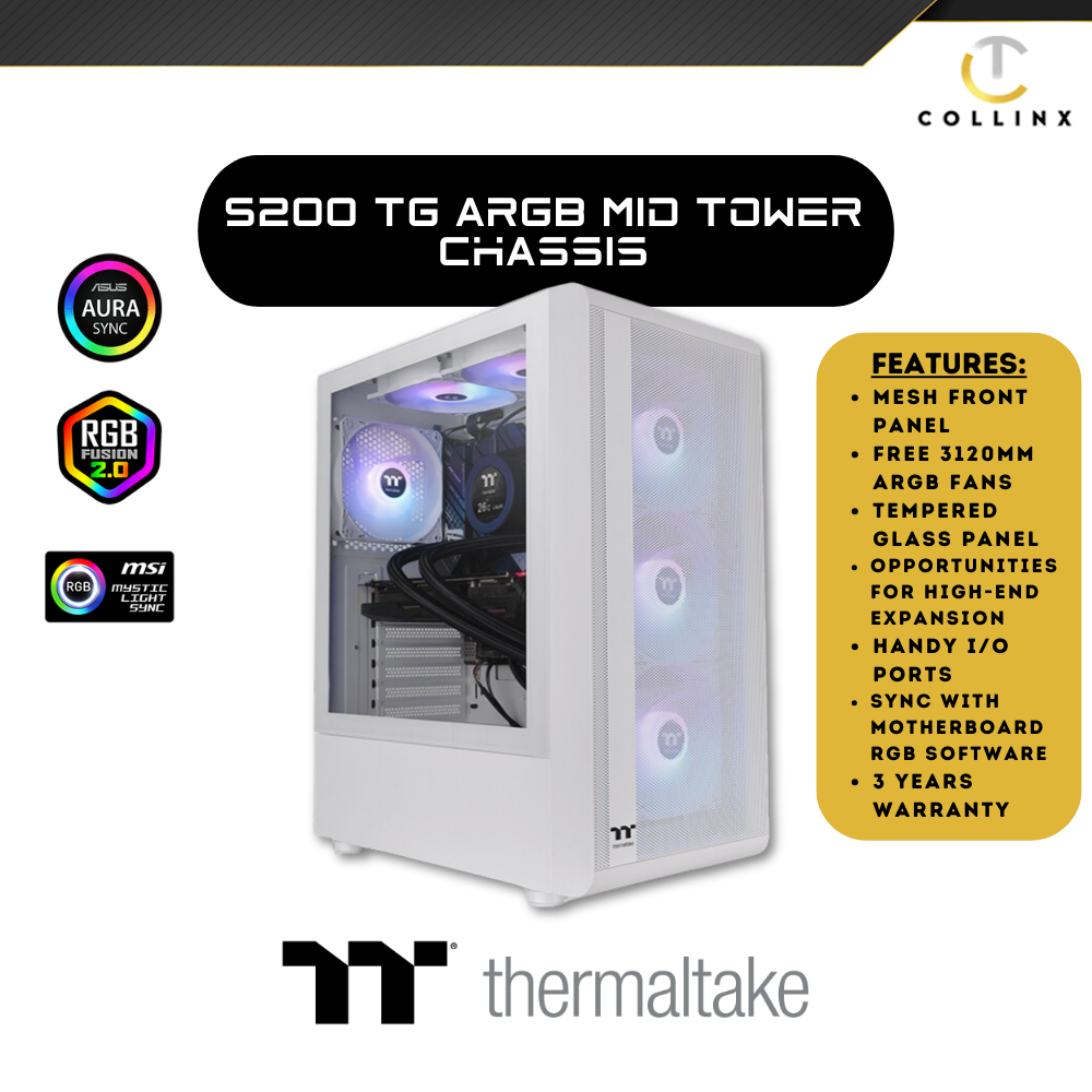 Thermaltake S200 TG ARGB Black Mid Tower Chassis - Image 3