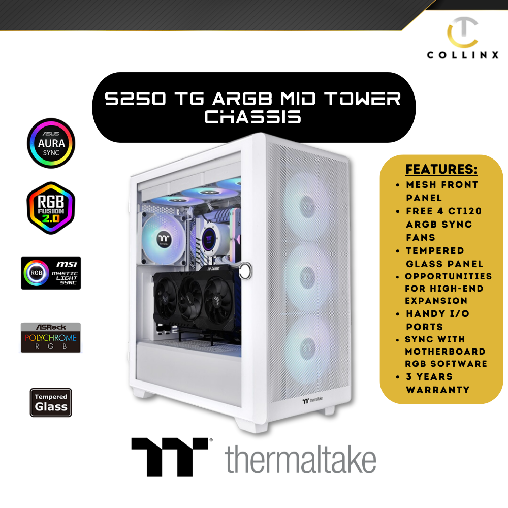 Thermaltake S250 TG ARGB Mid Tower Chassis - Image 3