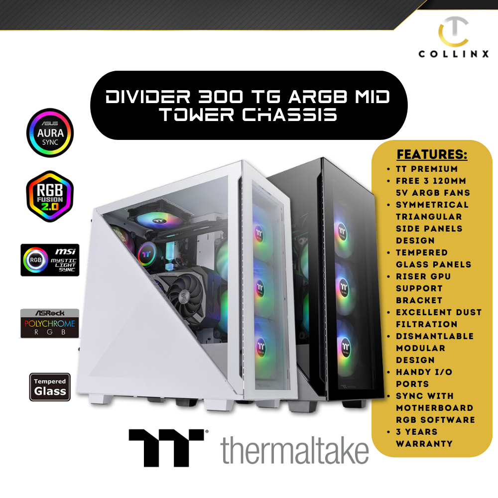 Thermaltake Divider 300 TG ARGB Mid Tower Chassis