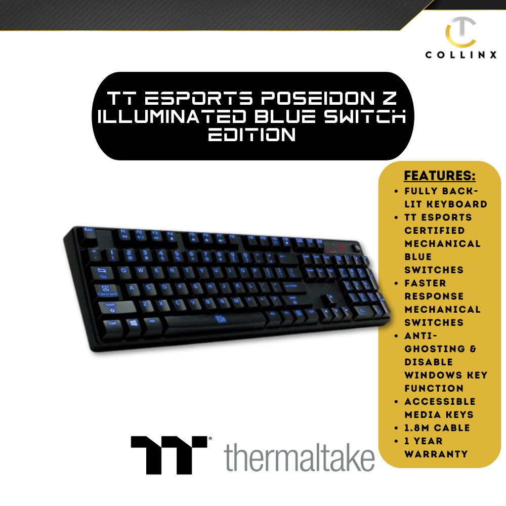 Thermaltake Tt Esports POSEIDON Z Illuminated – Blue Switch Edition