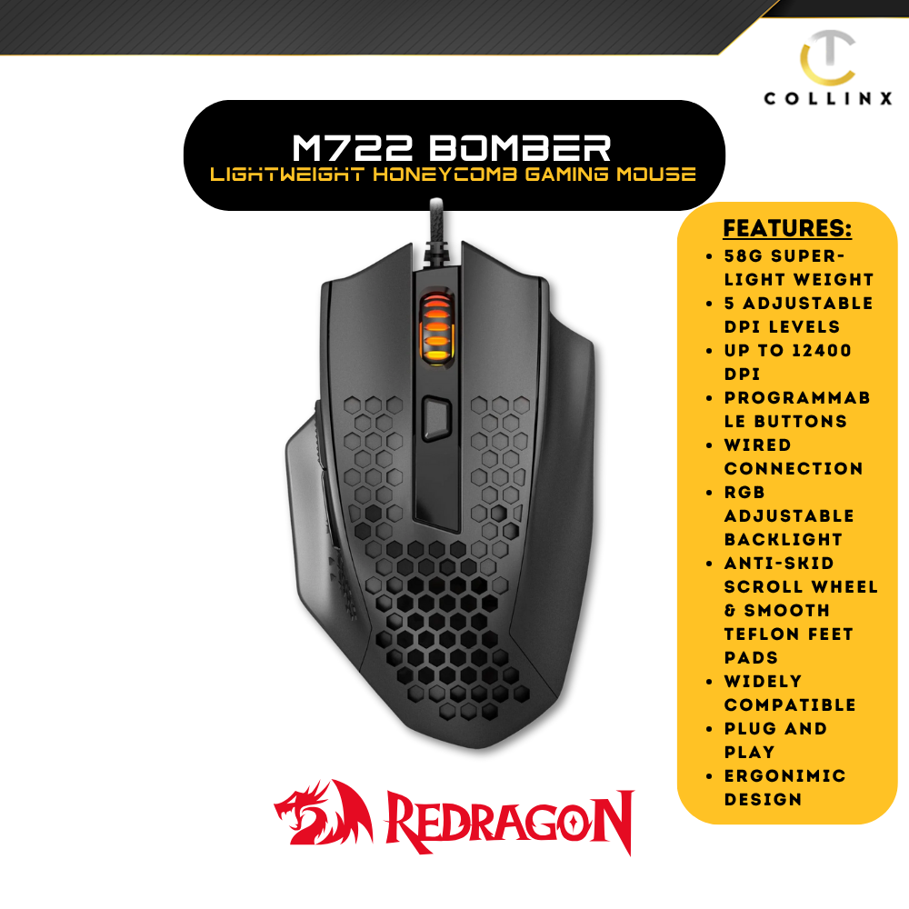 Redragon M722 Bomber Lightweight Honeycomb Gaming Mouse