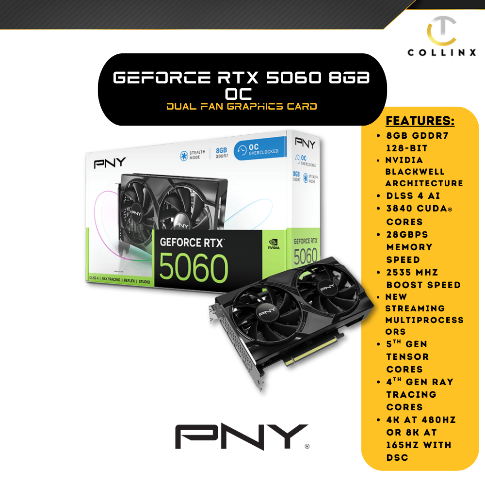 PNY GeForce RTX 5060 OC Dual Fan Graphics Card