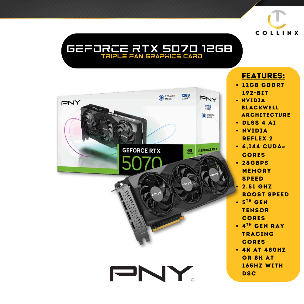 PNY GeForce RTX 5070 12GB Triple Fan Graphics Card
