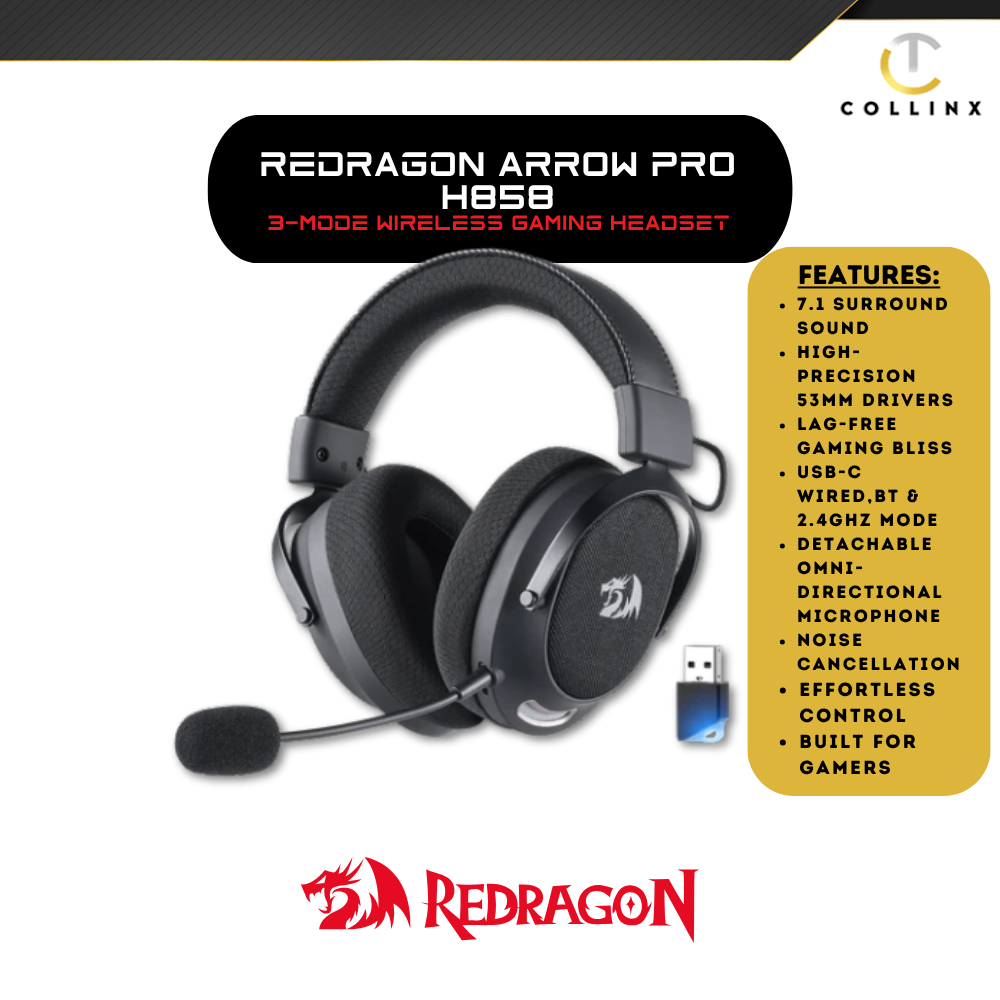 Redragon ARROW PRO H858 3-Mode Wireless Gaming Headset